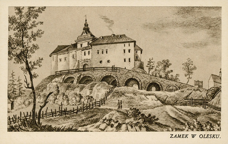 Олеський замок. Гравюра А. Лянге. 1820-ті роки